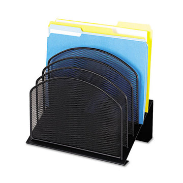 Safco® Onyx Mesh Desk Organizer With Tiered Sections, 8 Sections, Letter To Legal Size Files, 11.75" X 10.75" X 14", White freeshipping - TVN Wholesale
